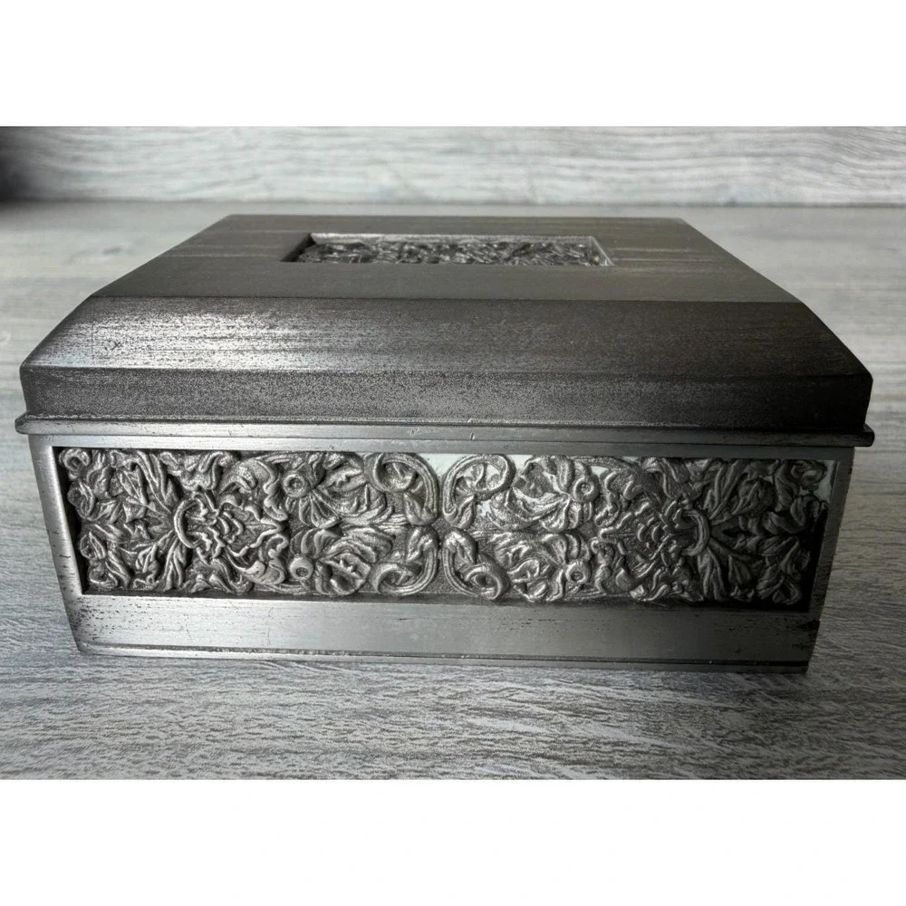 Vtg Royal Selangor Pewter 97% Lidded Trinket Jewelry Box Velvet Lined Rectangle